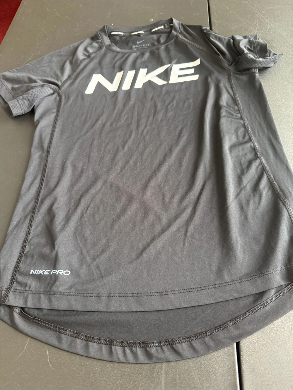 Nike Black Short Sleeve Performance Tee with White Logo